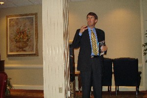 Lay shared some of the FBI's tactics for combating cyber criminals during the chapter meeting, held in July.